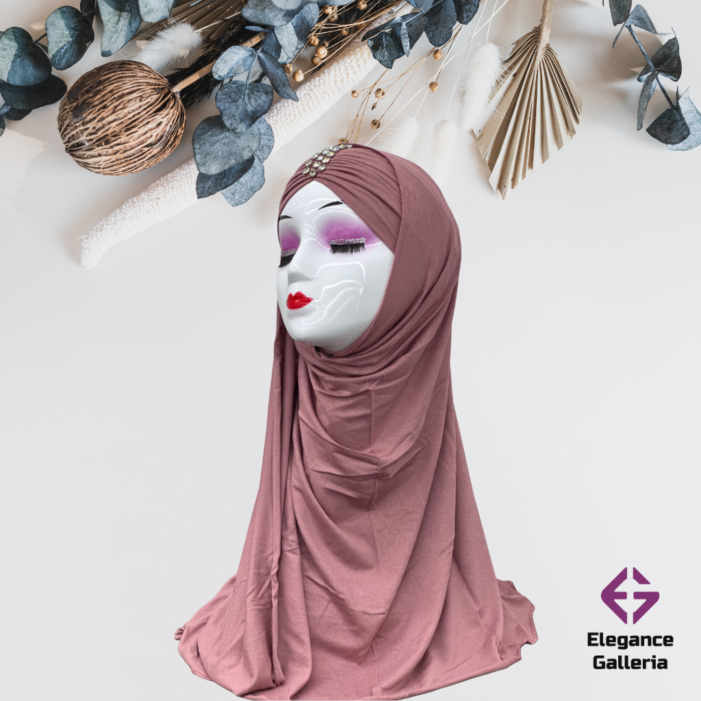 Embellished Diamond Stone Work Layered Jersy Hijab