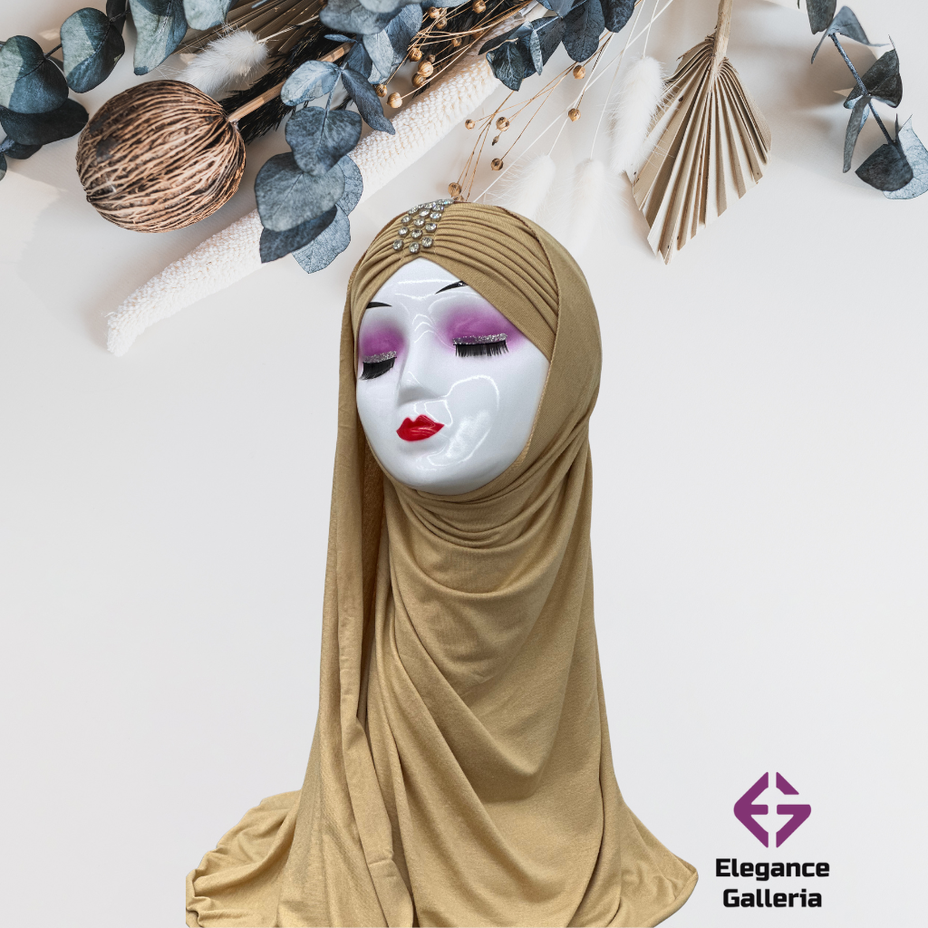 Embellished Diamond Stone Work Layered Jersy Hijab