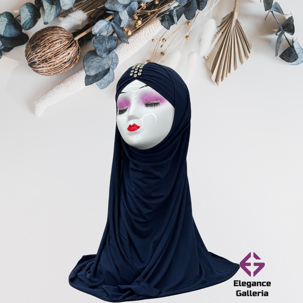 Embellished Diamond Stone Work Layered Jersy Hijab