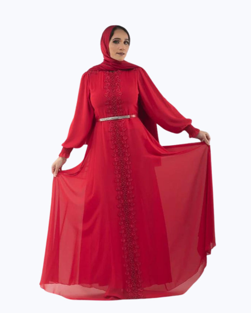 Red Net Stone Dress