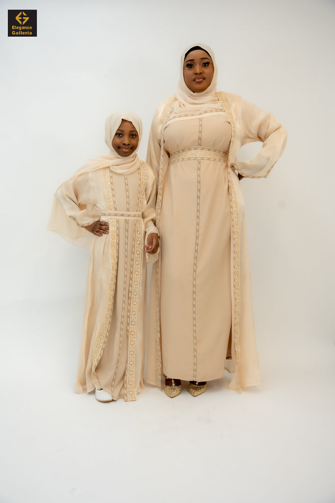 Ashirah Mother-Daughter Elegant 4-Piece Abaya Set